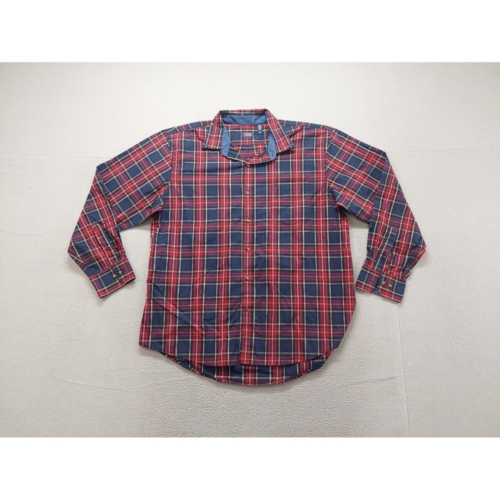 Izod Men Shirts Xl Multicolor Plaid Button Up Long Sleeve Collared Logo Casual